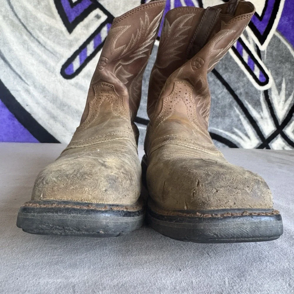 Size 11.5 - ARIAT SIERRA AGED BARK LEATHER STEEL TOE WESTERN WORK BOOTS 10010134